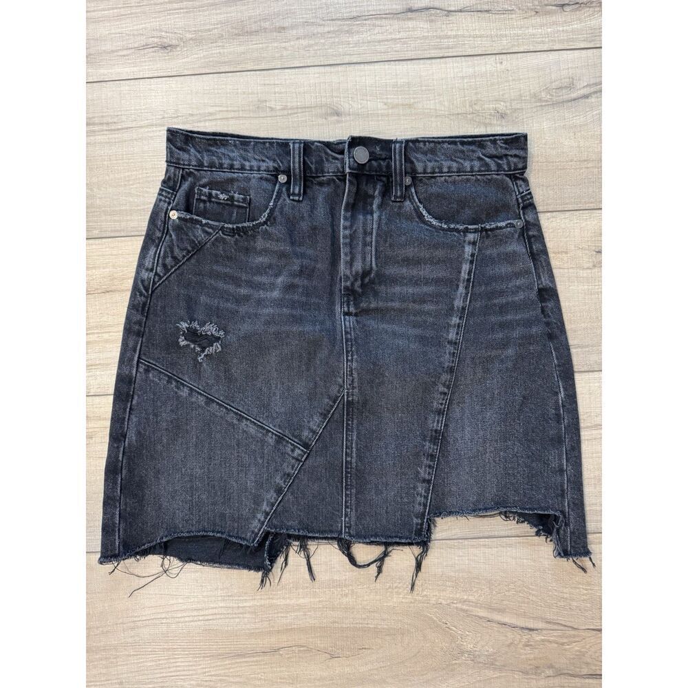 Blank NYC Denim Mini Skirt‎ Womens 26 Black Distressed grunge pink Streetwear